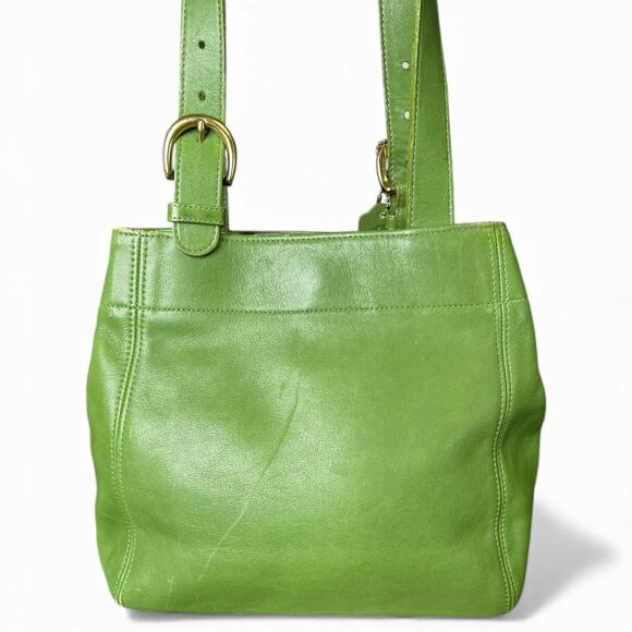 VTG Coach SoHo Buckle Bag 4157 Leaf Green Leather Shoulder Tote USA 1997 - Picture 10 of 16